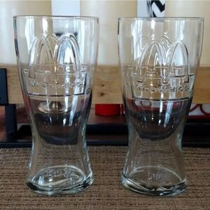 Vintage 1992 Set of 2 McDonald's Clear Fountain Coke Glasses